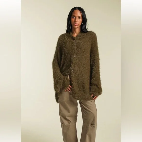 AWET New York MAKE CARDIGAN Forest Green Size Large - Picture 1 of 8